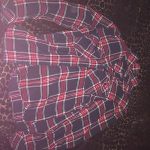 Red white and navy blue flannel
